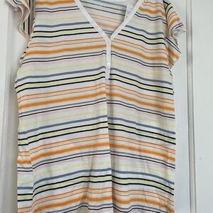 LOFT Striped V-Neck Women's Top Large NWOT